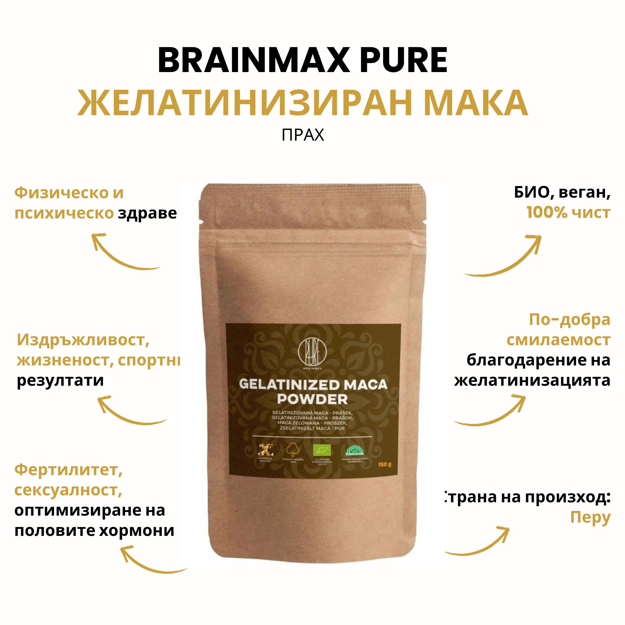 (Bulharština) (Slovenčina) BrainMax pure Maca prášek